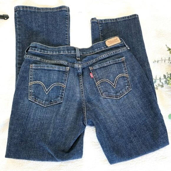 Women's Levi's 515 Bootcut Jeans Size 6 Short W28 L30 Dark Blue Denim Stretchy - Picture 10 of 15